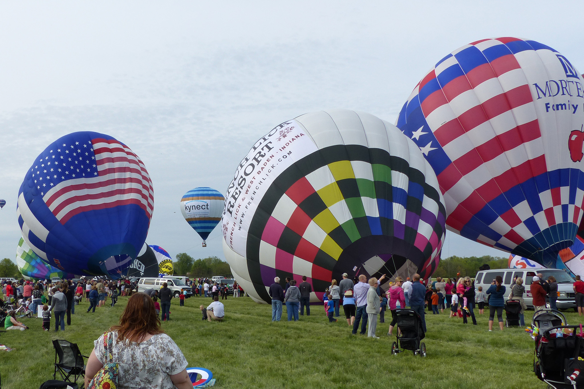 Balloons inflate for the 2015 Great Balloon Race in Louisville Kentucky