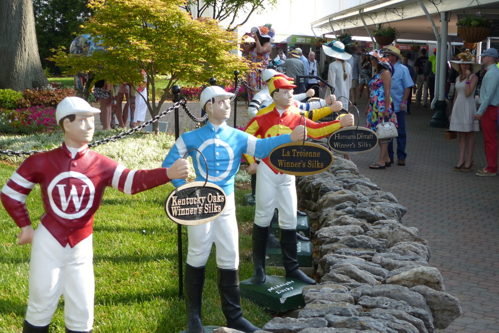 Previous winners of major races get their colors painted in the Churchill Down's lawn.
