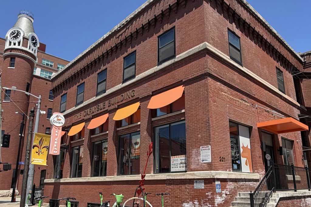 Exterior view of the Carlyle Building in Louisville, Kentucky, home of Ehrler's downtown Ice Cream shop.